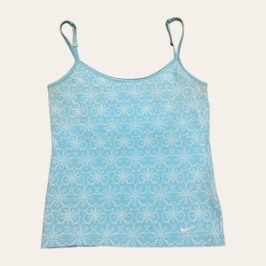 Nike Blue Hibiscus Flower Cami Tank Top